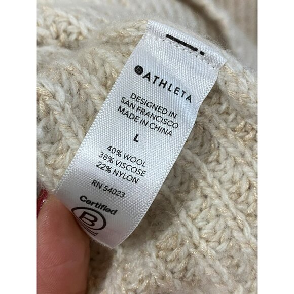 New Athleta Sierra Crew Neck Sweater Pullover Swing Coconut Cream Ivory Ribbed K - Picture 5 of 8